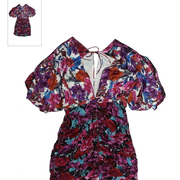 For Love & lemons pattern floral body on dress vneck summer flattering XS - Picture 3 of 7